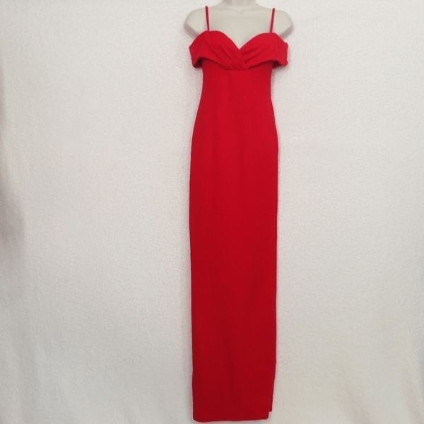 Nookie Red Phoenix Off the Shoulder Maxi Dress Small
