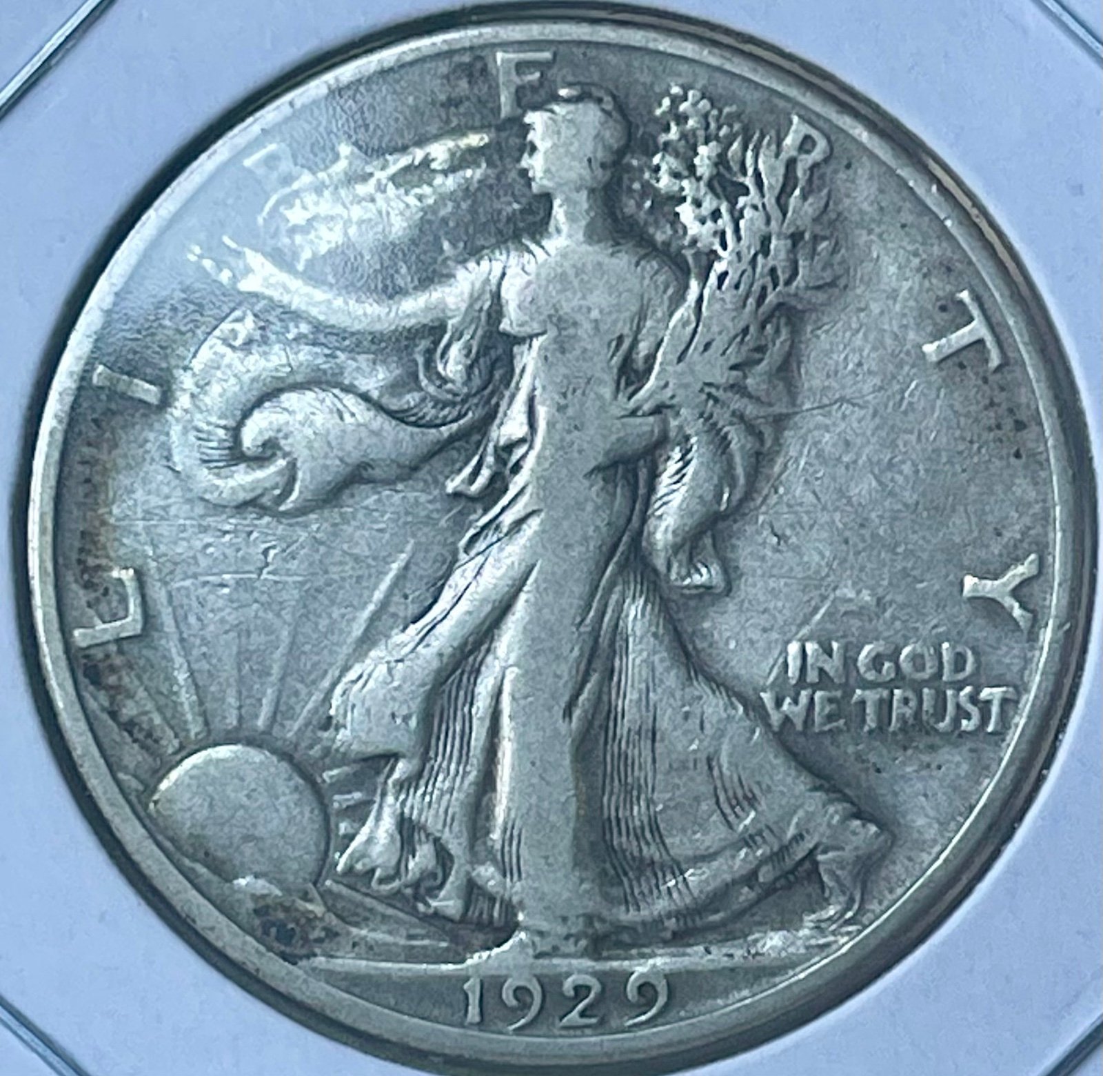 1929-D Walking Liberty Silver Half Dollar ~ Circulated Fine/Very Fine Condition