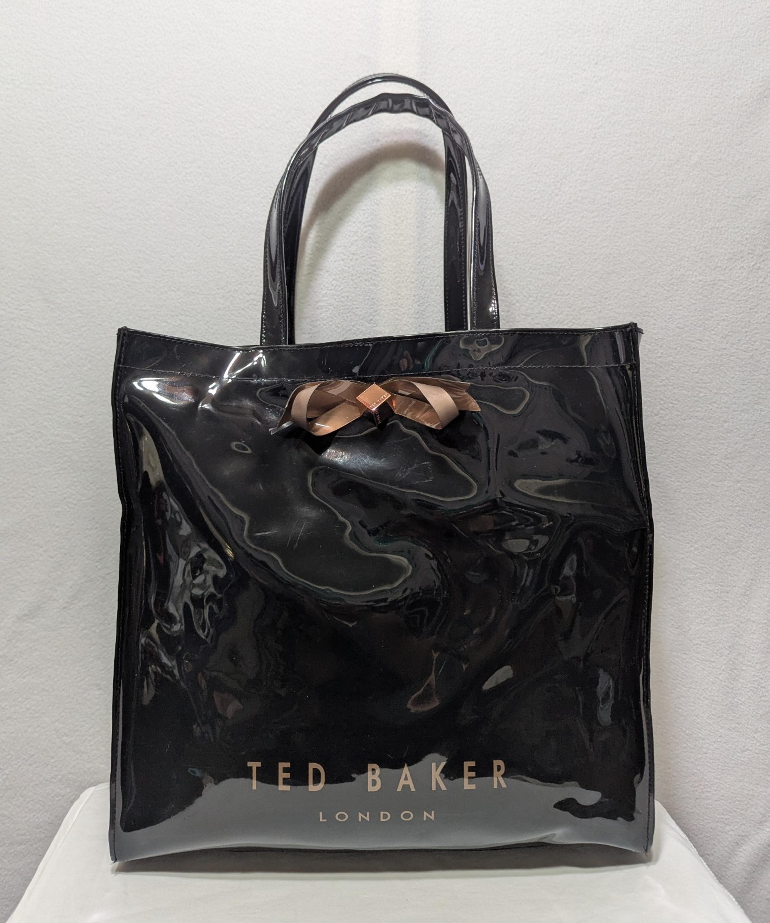 Ted Baker PVC Tote Bag Glossy Shiny Bow Black Bag