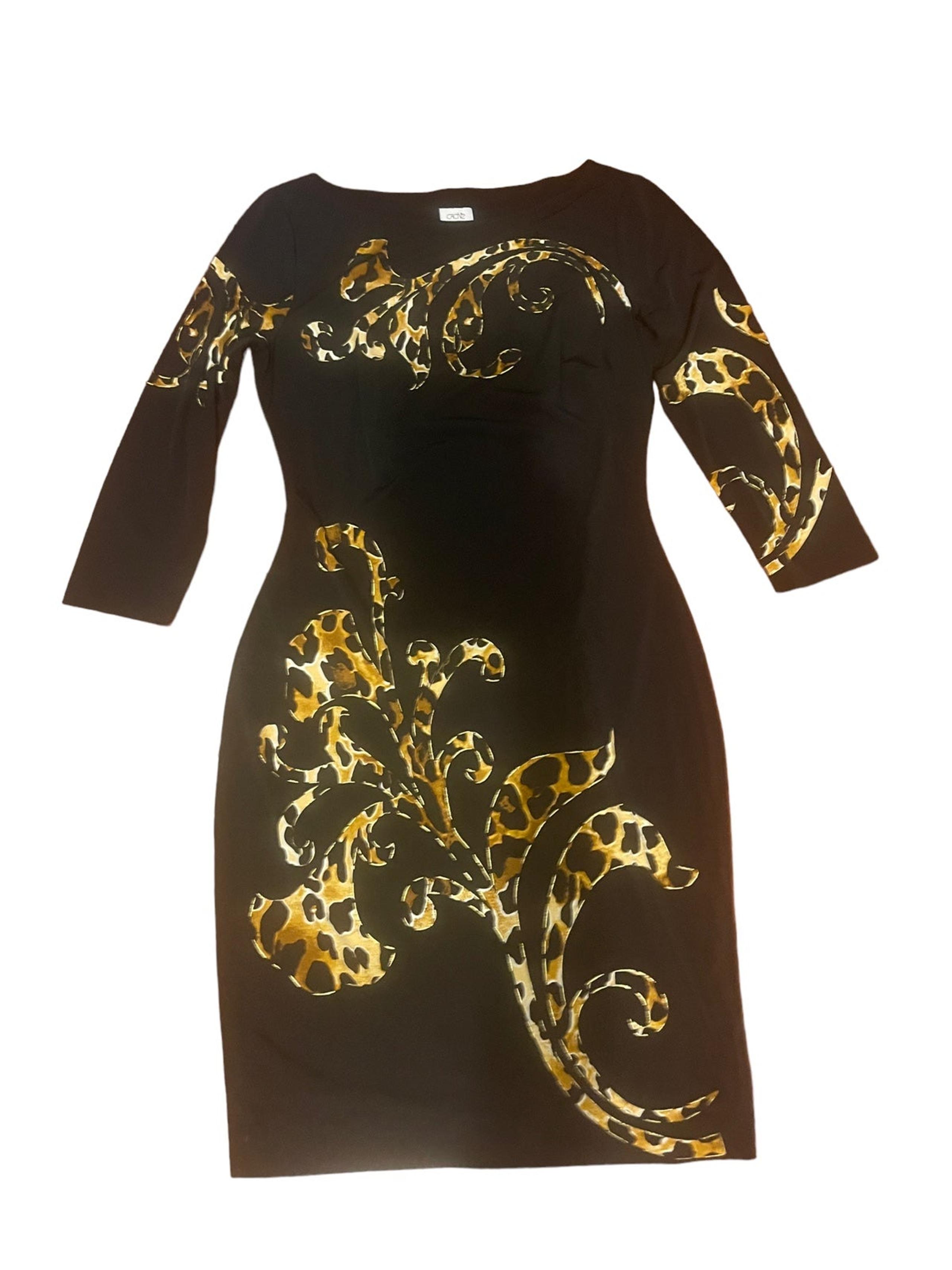 Cache leopard Accent Sheath Fitted Dress 4 stretch