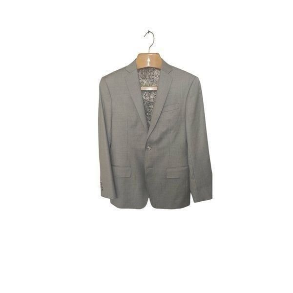 Sam Surin Men's Custom Made Super 150 Light Grey Pinstripe Wool Jacket Size 40R