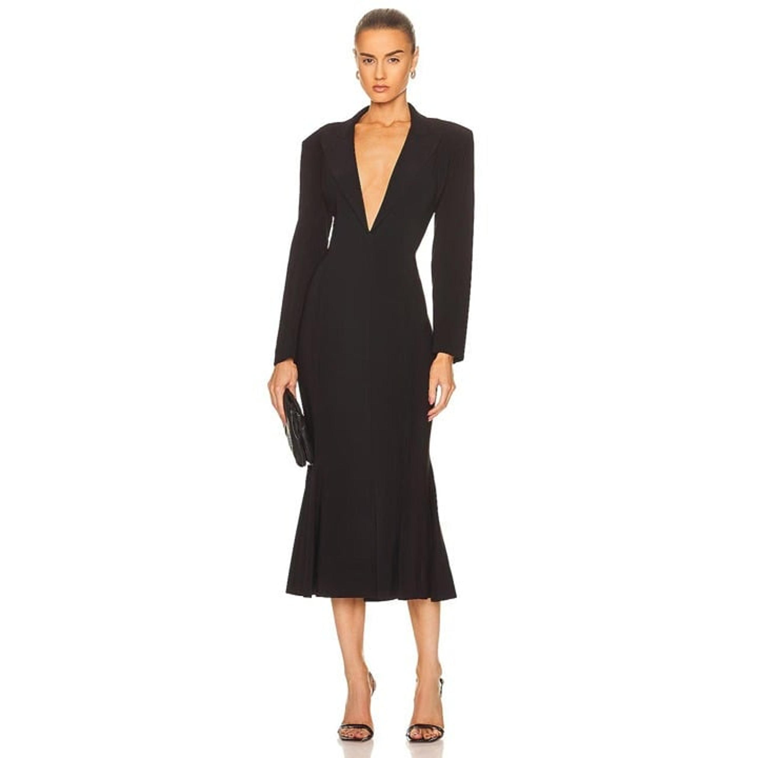 Norma Kamali Single Breasted Fishtail Midi Dress in Black Large New Womens Jacke