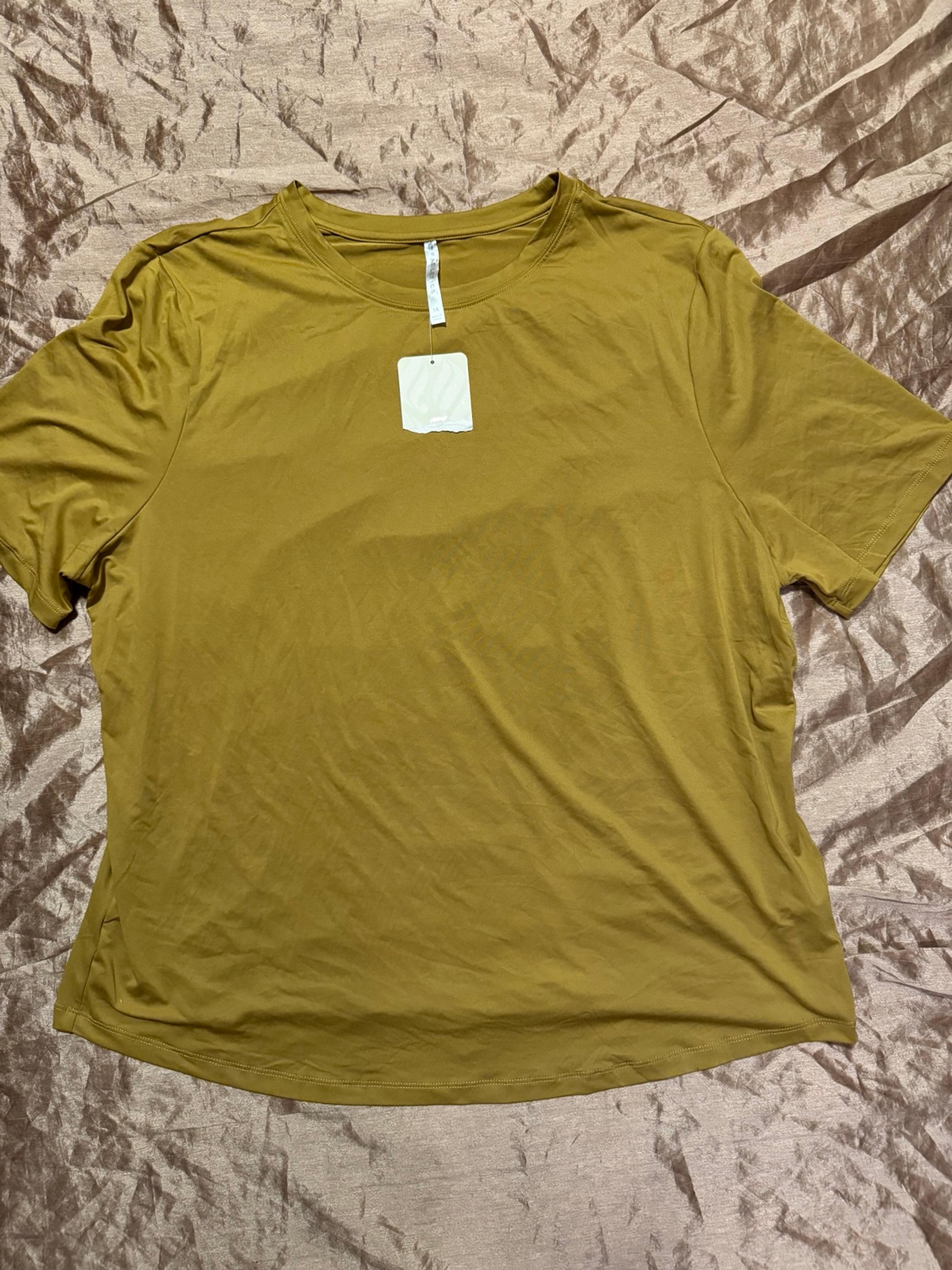 New Men’s 1X Fabletics yellow mustard T-Shirt Short Sleeve tee shirt workout run