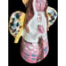 Vintage Hand Painted Angel Statue Figurine~Bell~Ceramic~4 3/4” 90s Folk Art