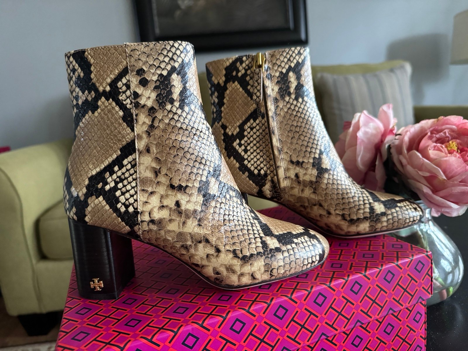Tory Burch Brooke Snakeskin Leather Bootie