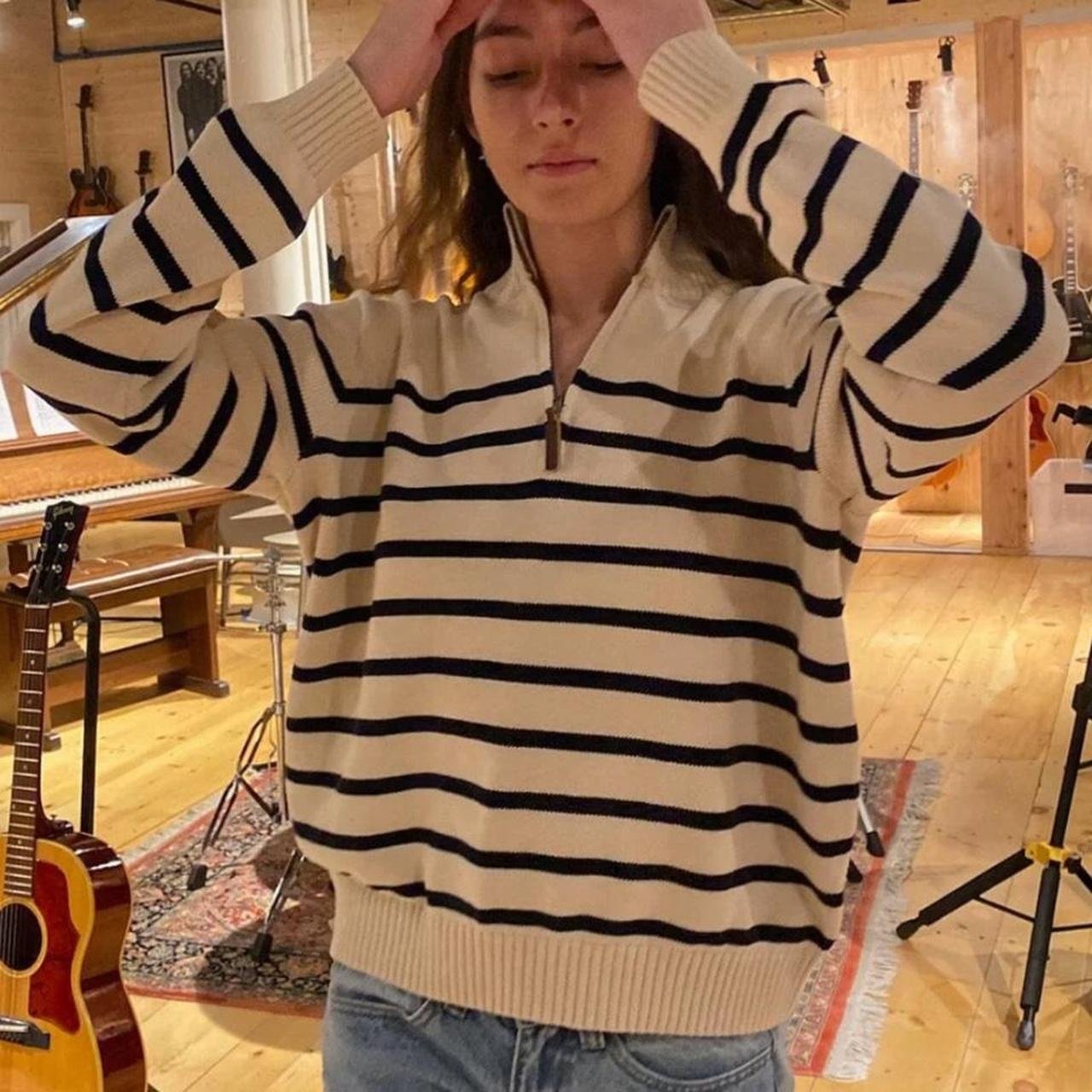 Brandy Melville Aleah Cotton Stripe Sweater One Size