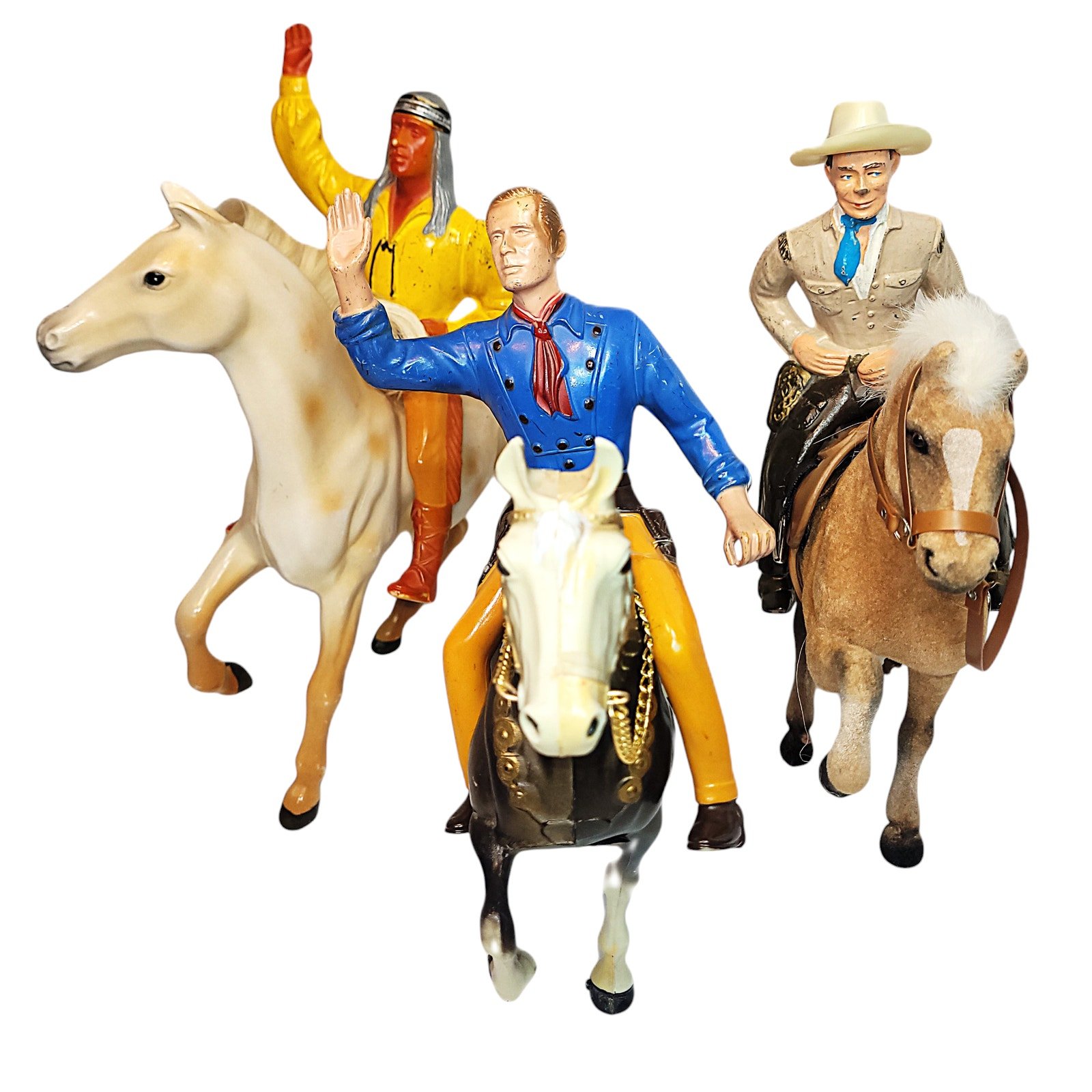 1950s Hartland's Tom Jefford + Unknown Cowboy + Indian Cochise Action Figures