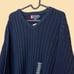 90s navy blue chunky cotton ribbed knit sweater