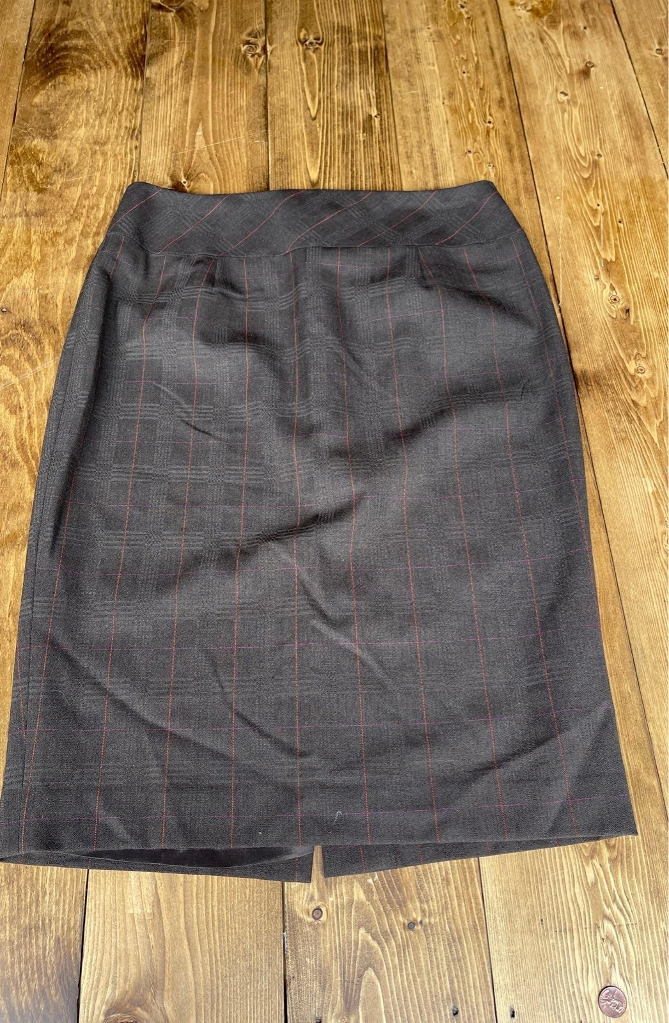 Adrienne vittadini Pencil Skirt gray plaid womens size 10P office work nwt