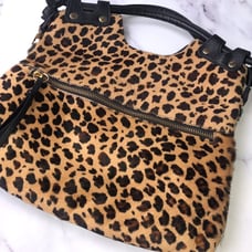 Luciana Verde Leather Leopard Hand Bag