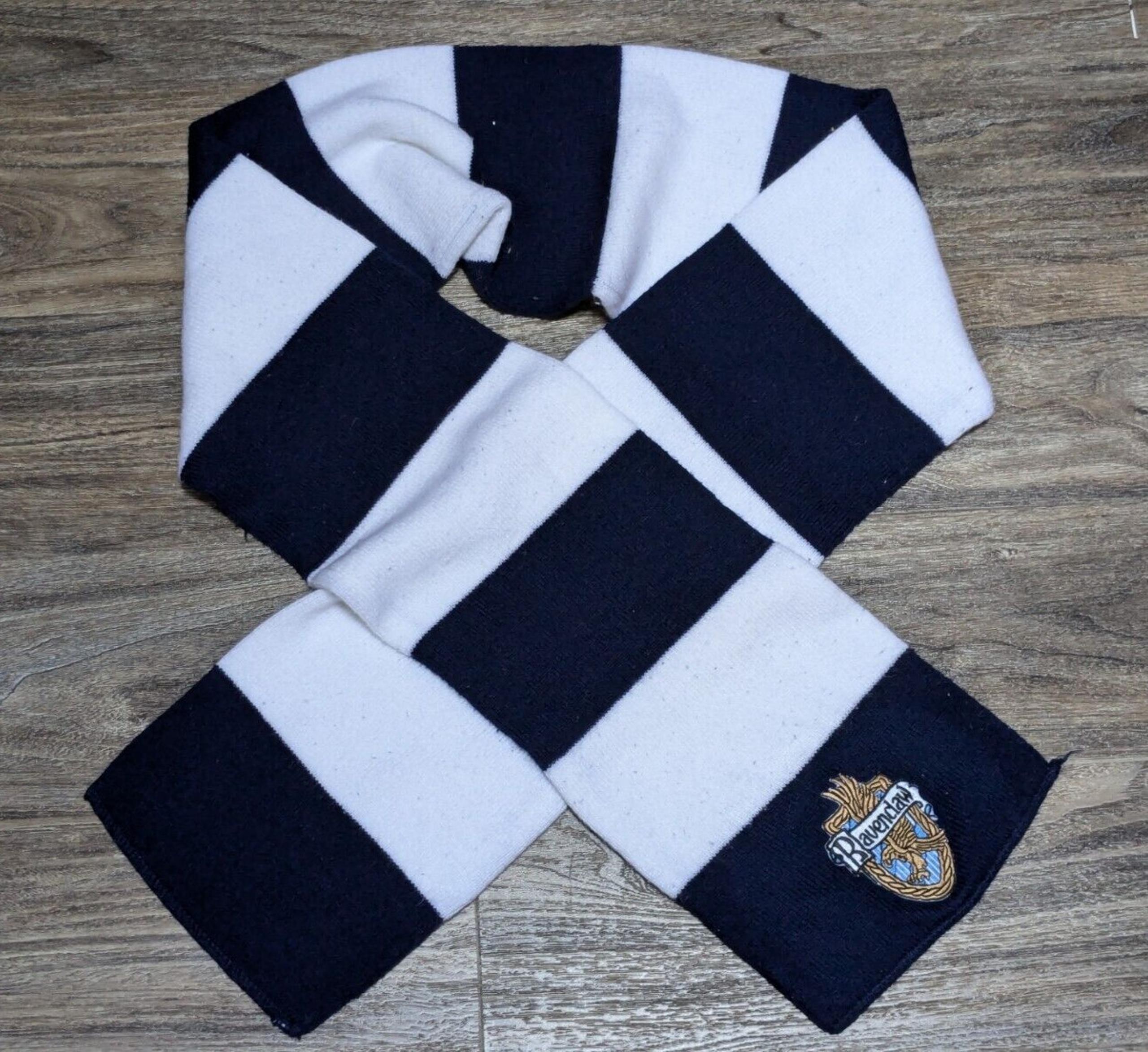 Ravenclaw White Blue Striped Winter Scarf 7.5" x 67" Harry Potter Warm Snow Cold