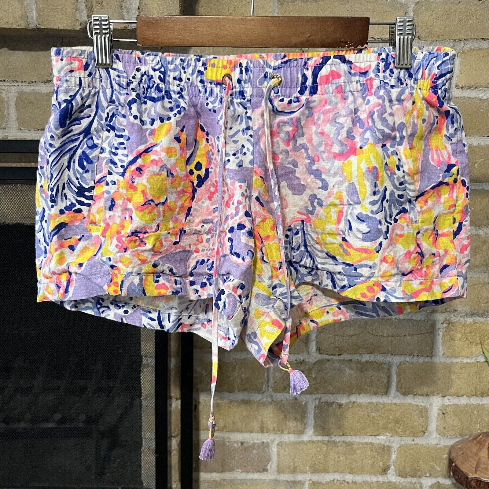 Lilly Pulitzer Baybreeze Multicolor Linen Shorts Size Small