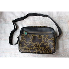 Tous Brown Kaos Pebbled Leather Abstract Bear Crossbody Messenger Bag