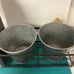 Galvanized Birdhouse with Two Planter Pots