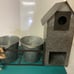 Galvanized Birdhouse with Two Planter Pots