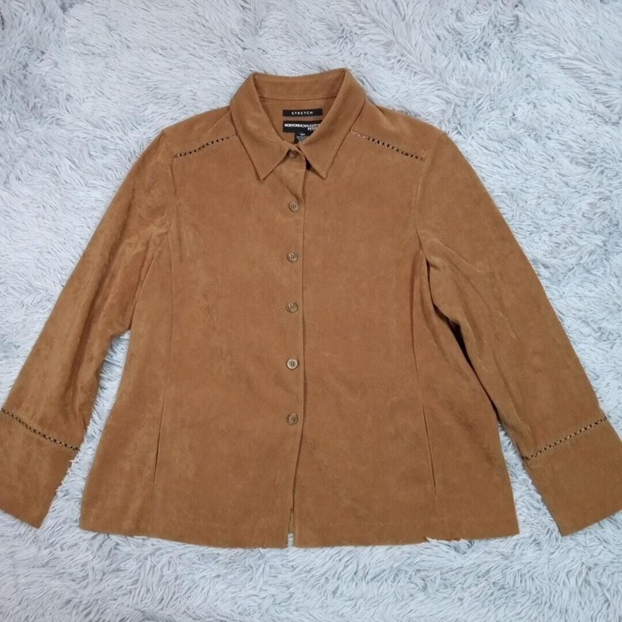 Norton Mcnaughton Womens Shirt Button Up Multicolor Petite 16 Velour Pockets