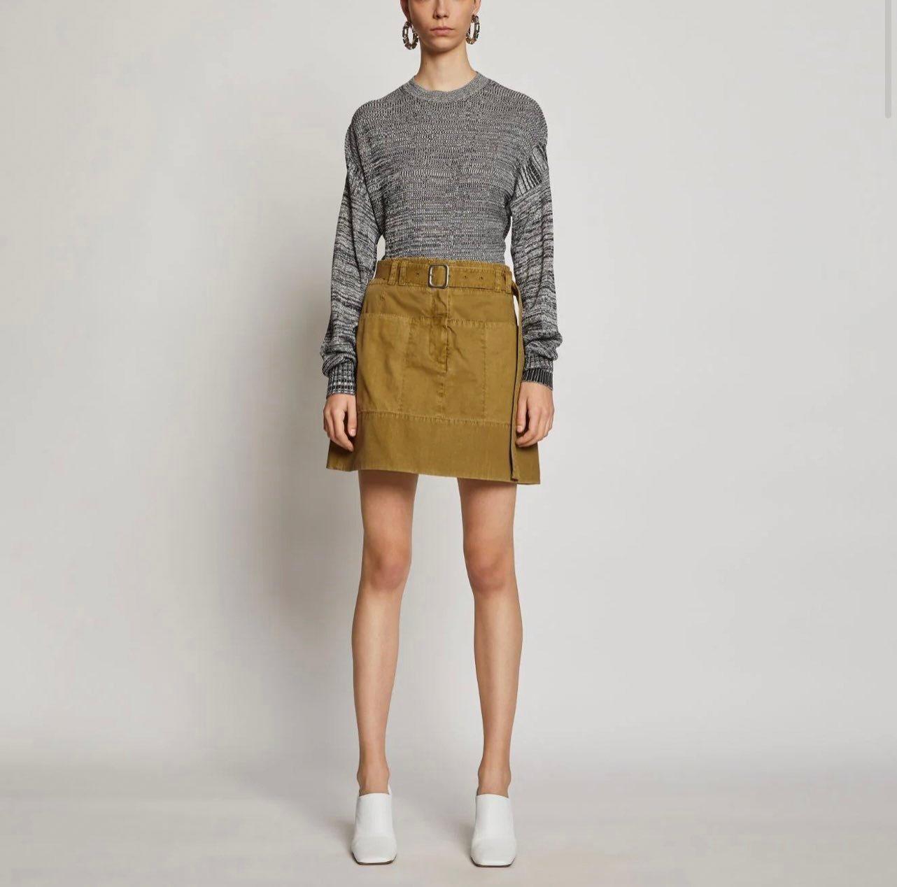 Proenza Schouler Belted Washed Cotton Skirt Sz 2