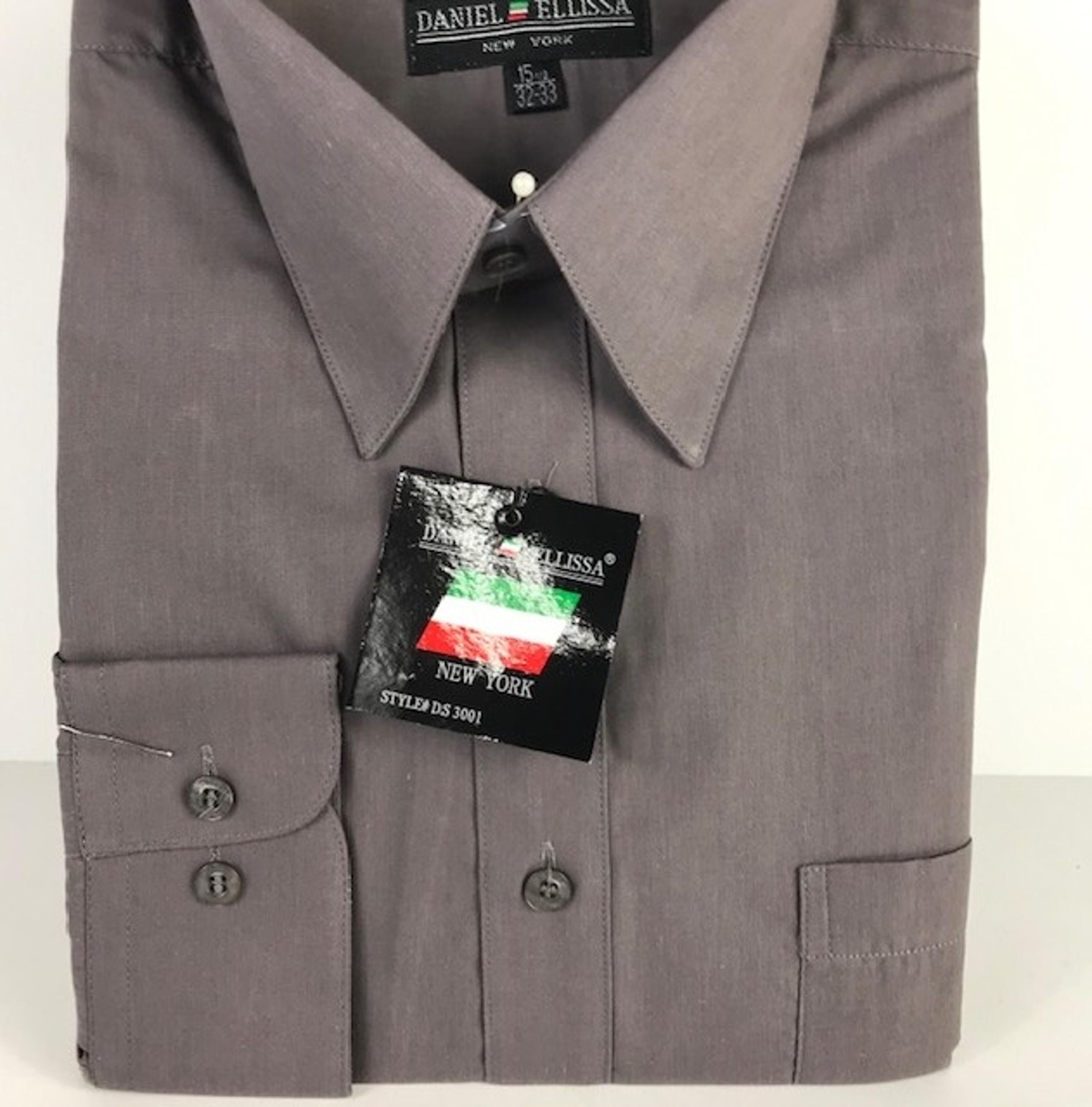 Daniel Ellissa Men's Charcoal Gray Dress Shirt Convertible Cuff Size 15.5 32/33