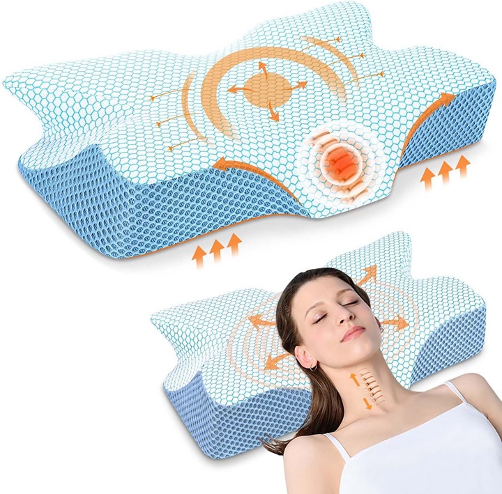 Cervical Neck Pillow Memory Foam Neck Pillows Blue
