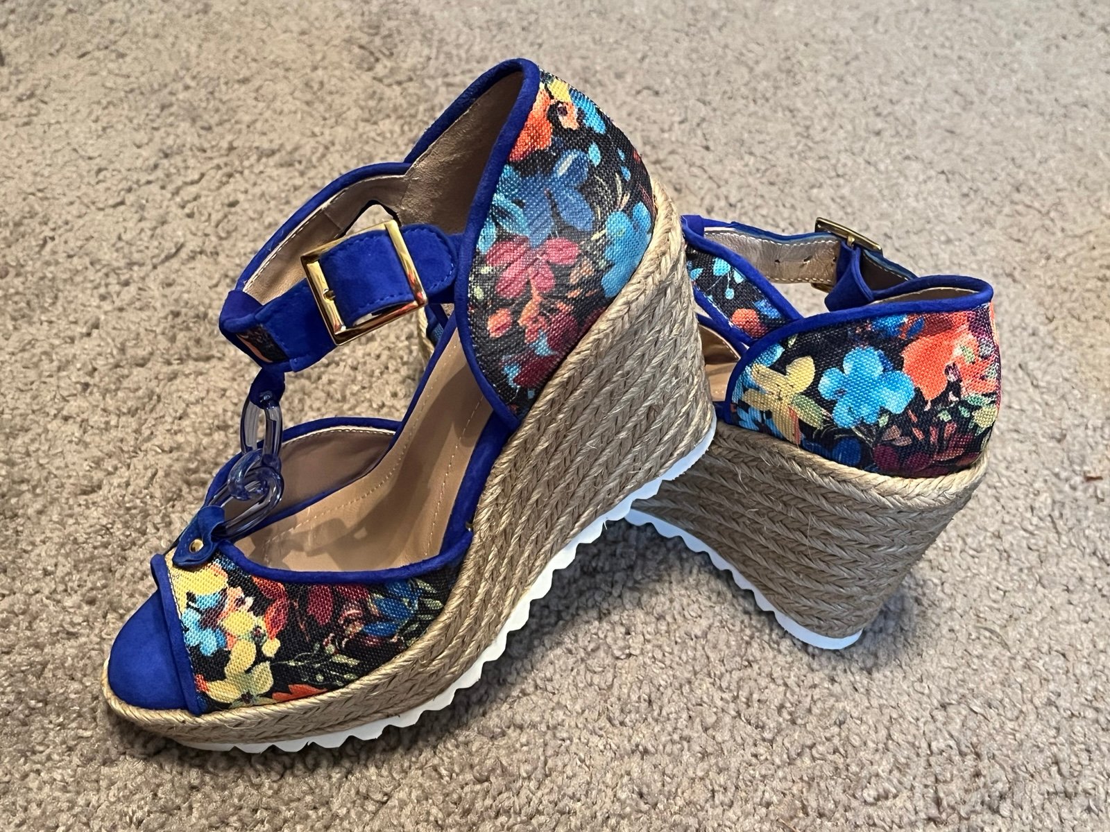 Woman’s Sandals Blue Daniela Suede Platform Espadrille 224.00 NIB Size 6.5
