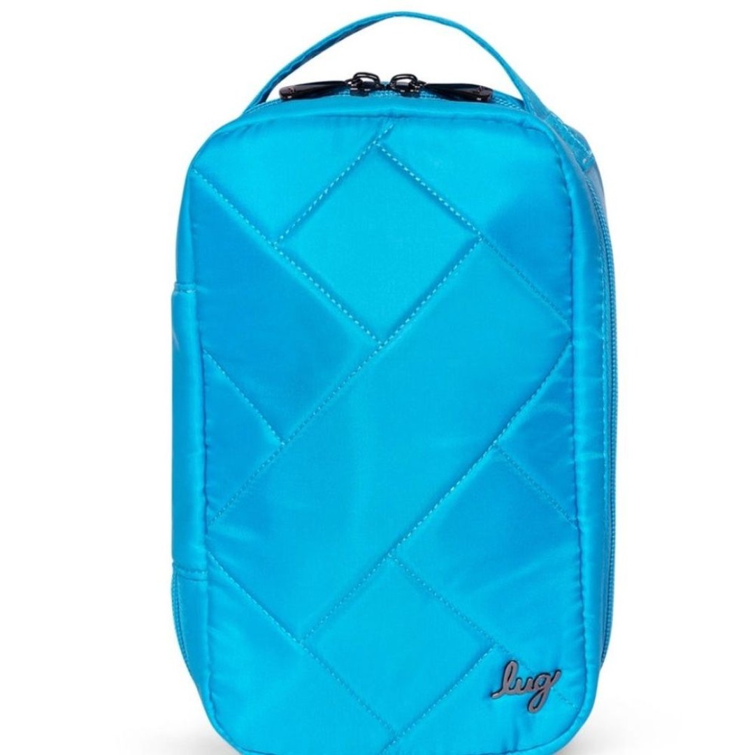 LUG Hover Cosmetic Case - Sky Blue with Floral Inside Lining NWOT