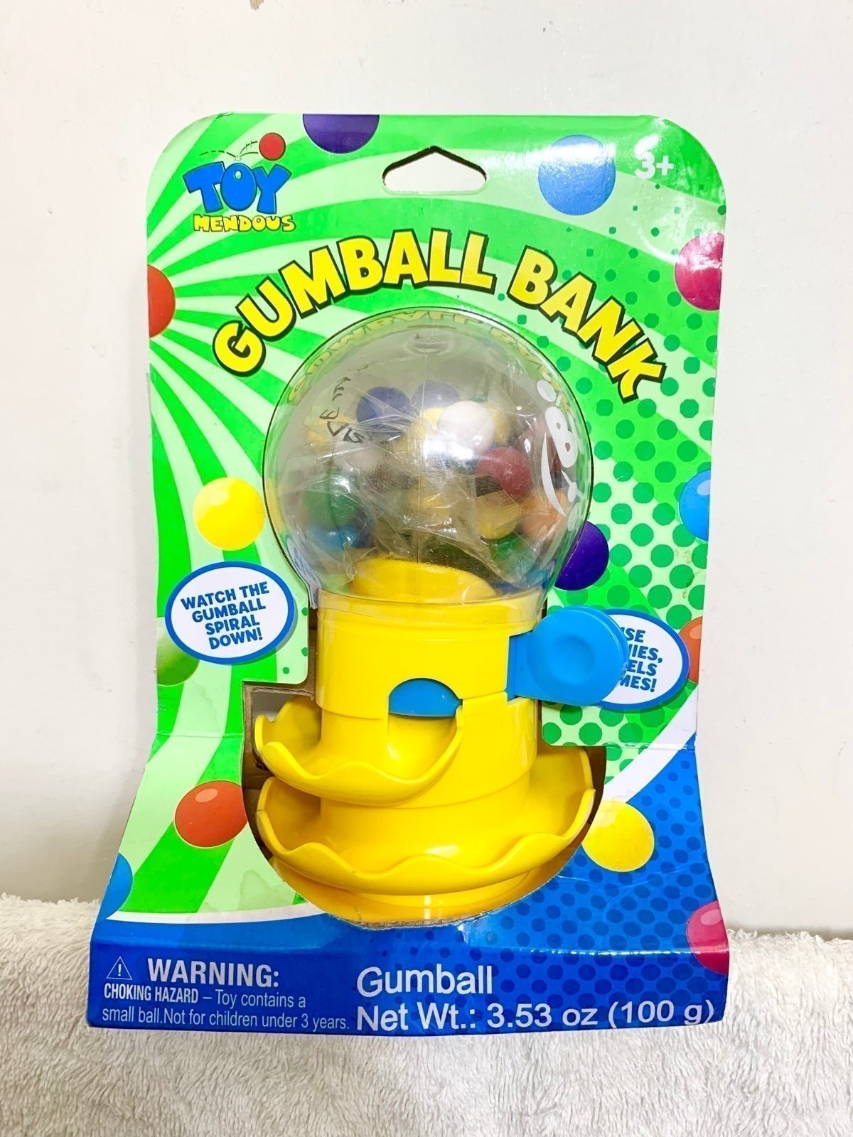 Toy Mendous Spiral Gumball Coin Bank Machine Uses Pennies Dimes Nickels