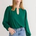 J.Crew puff sleeve satin blouse emerald green women’s size small tall