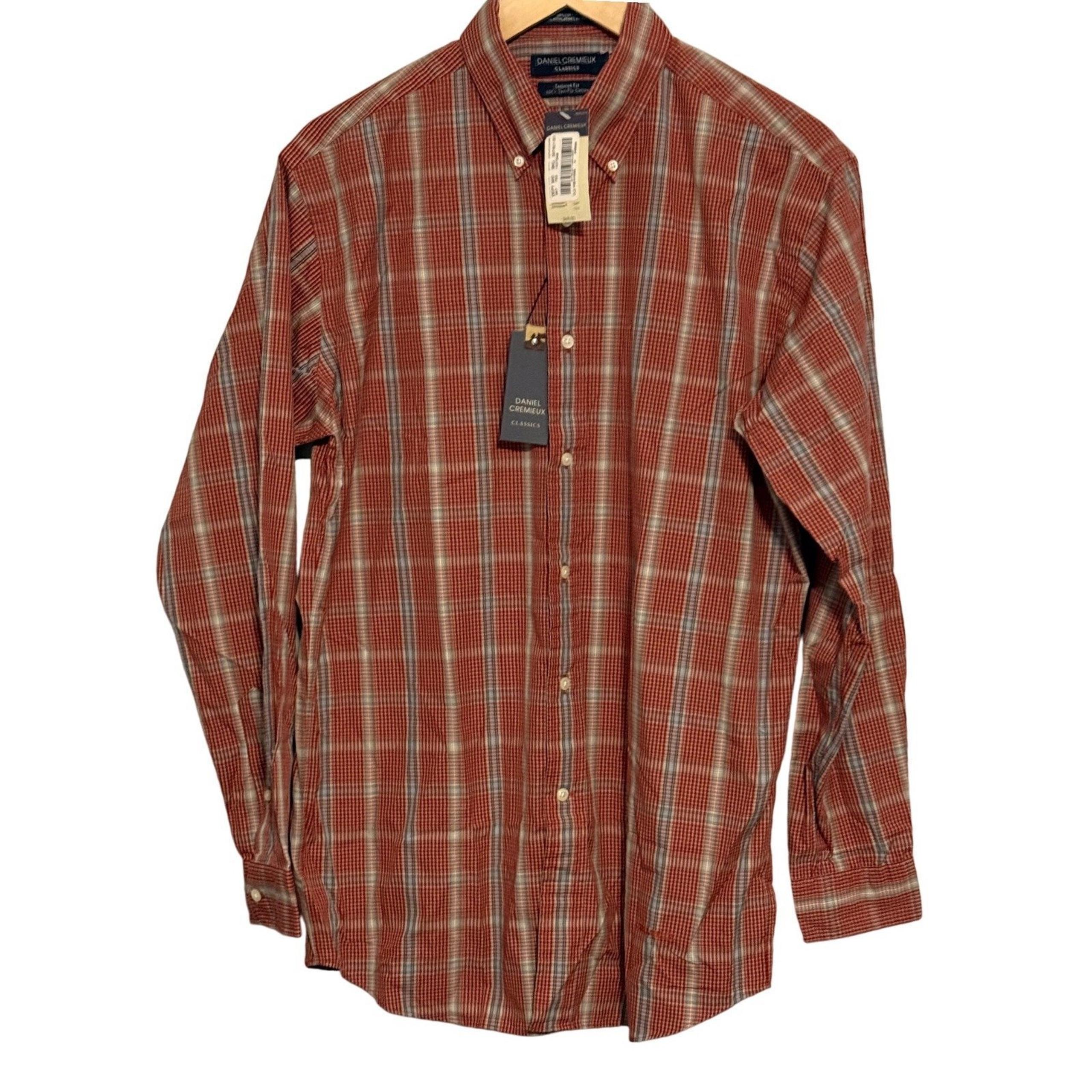 NWT- Classics Plaid Button Down Shirt Tailored Fit Medium - Daniel Cremieux