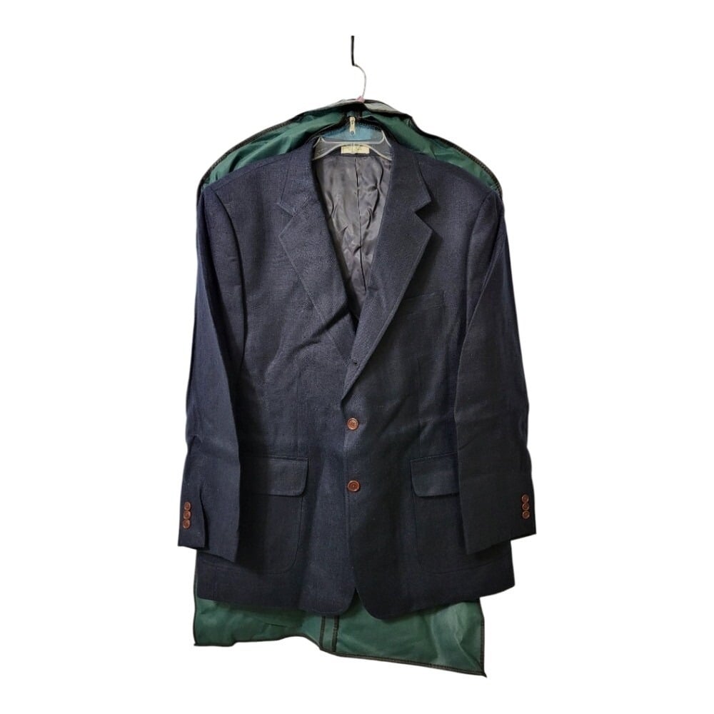 Orvis Silk Basketweave Sport Coat Men 44R blue Two-Button Blazer Jacket New