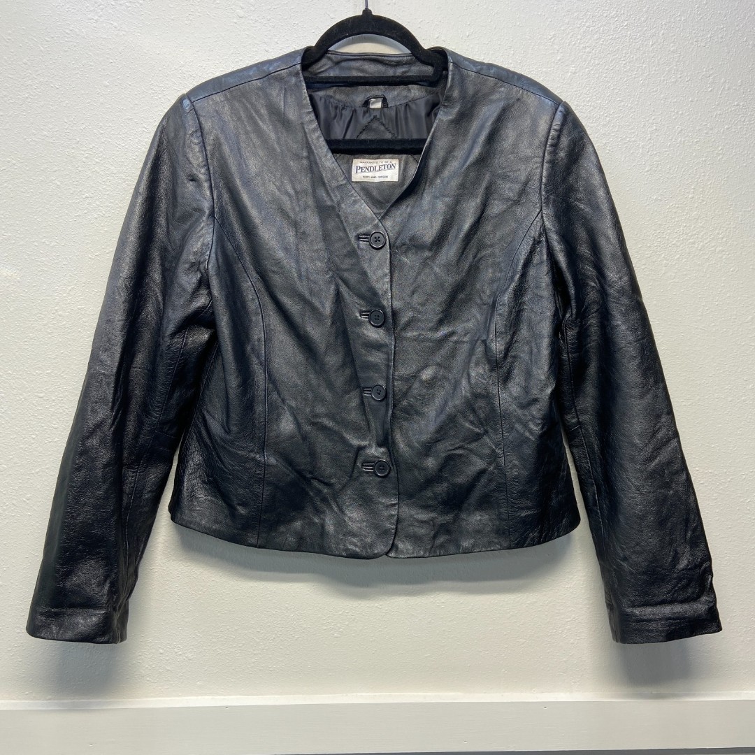 VTG Pendleton 100% Leather Jacket Black Womens sz L