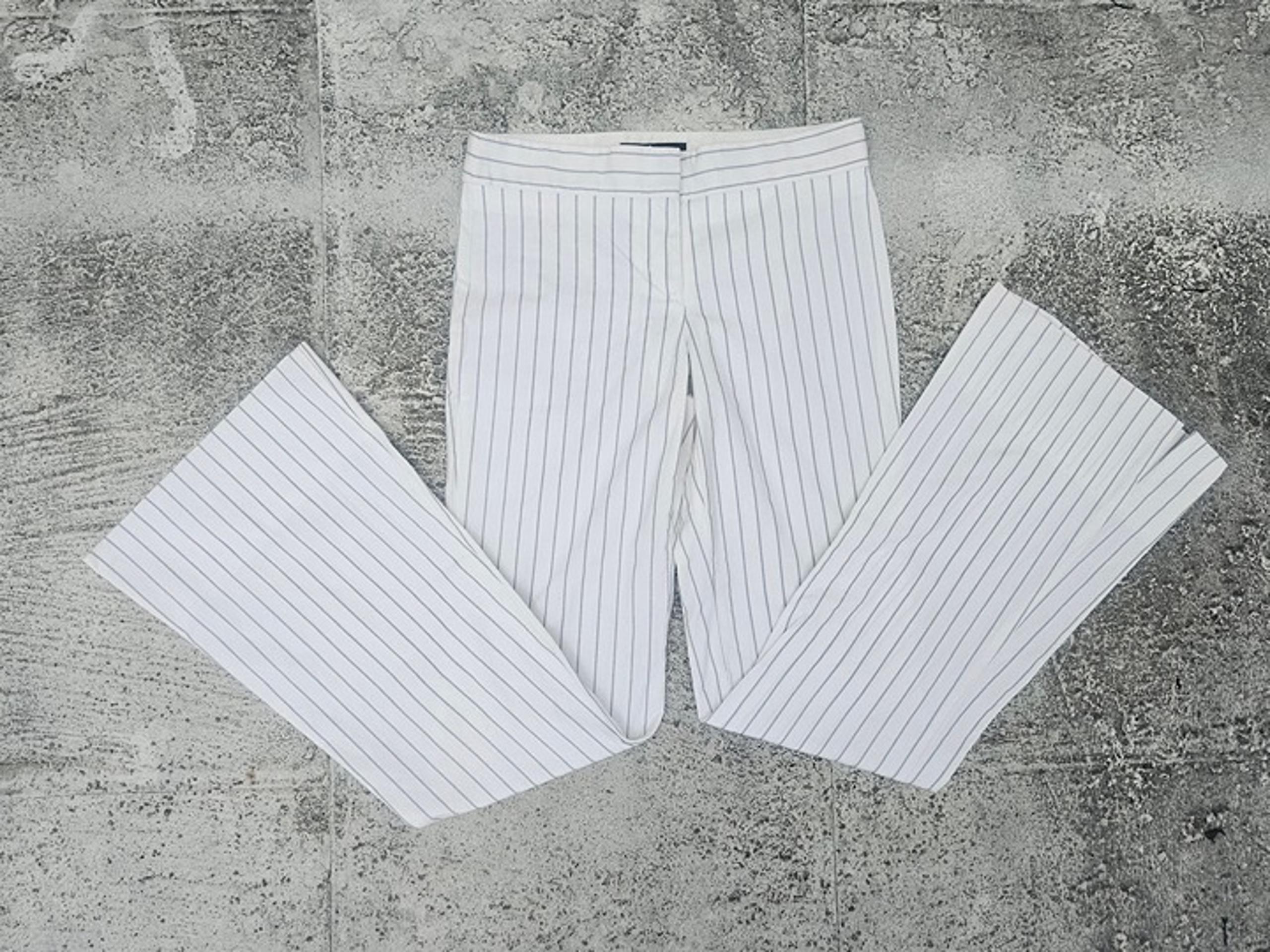 BCBGMAXAZRIA Women Pant Stripes Trouser Slacker Wide Leg Dress Pant White Size 2