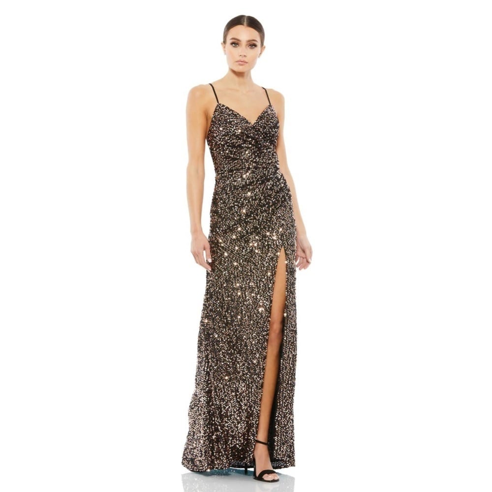Size Mac Duggal 55700 NWT SEQUINED GATHER WAIST GOWN