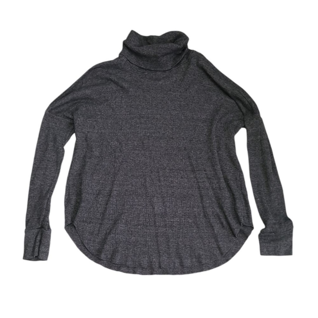Michael Stars Womens Grey waffle knit turtleneck size L casual boho cozy preppy