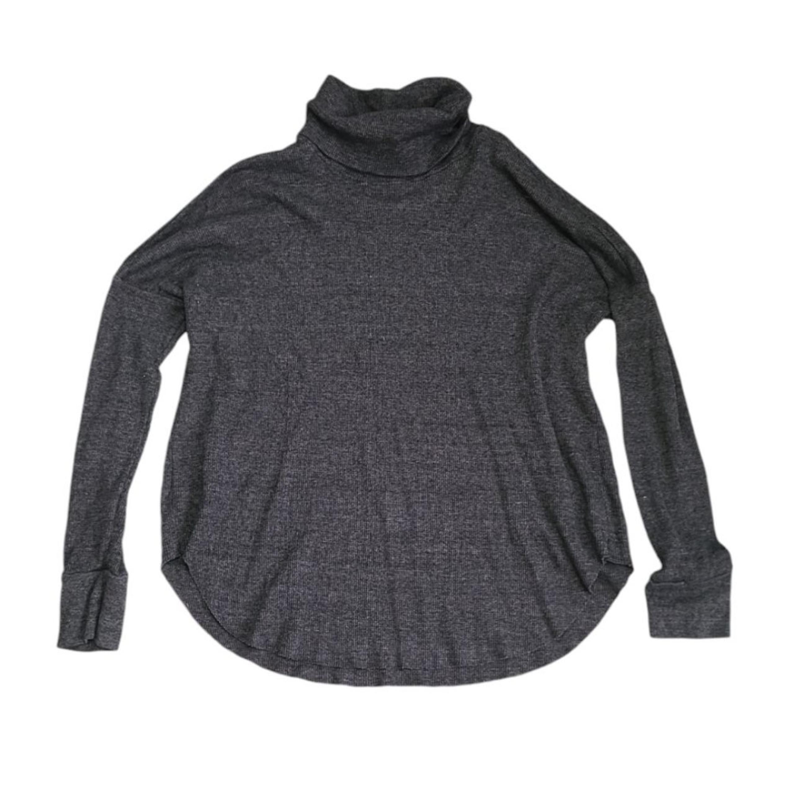 Michael Stars Womens Grey waffle knit turtleneck size L casual boho cozy preppy