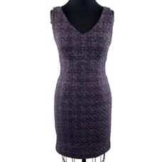Lopez Knudsen Dress Purple Violet Silver Tweed Houndstooth Sleeveless Sheath 4