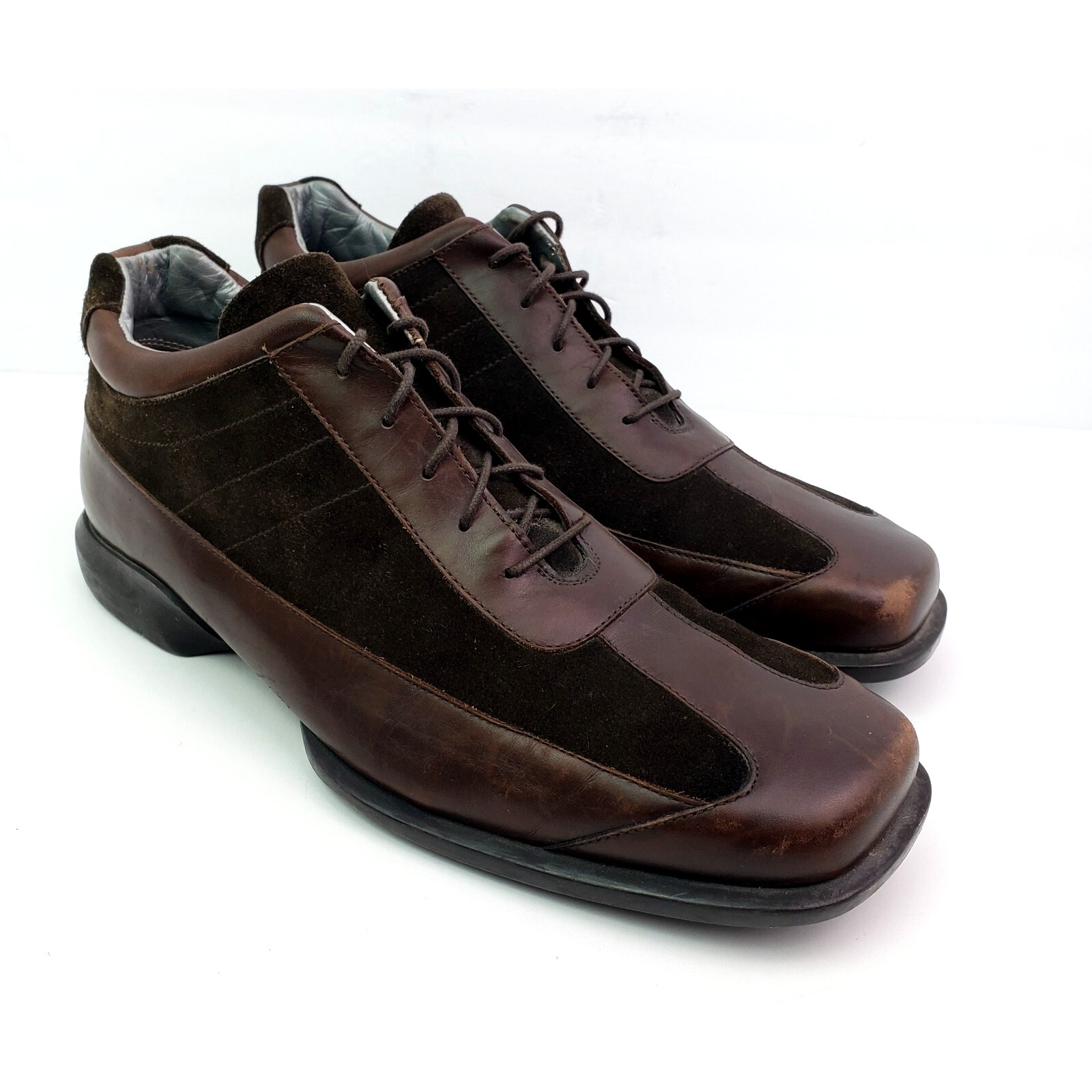 Kenneth Cole New York Mens Size 11.5 Brown Leather Lace Up Square Toe Dress Shoe