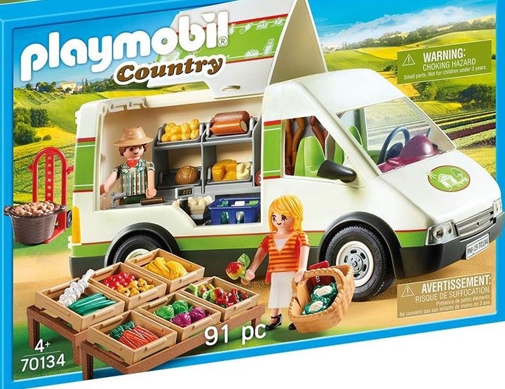 Playmobil Country Mobile Farm Market Playset with 75+ Accessories