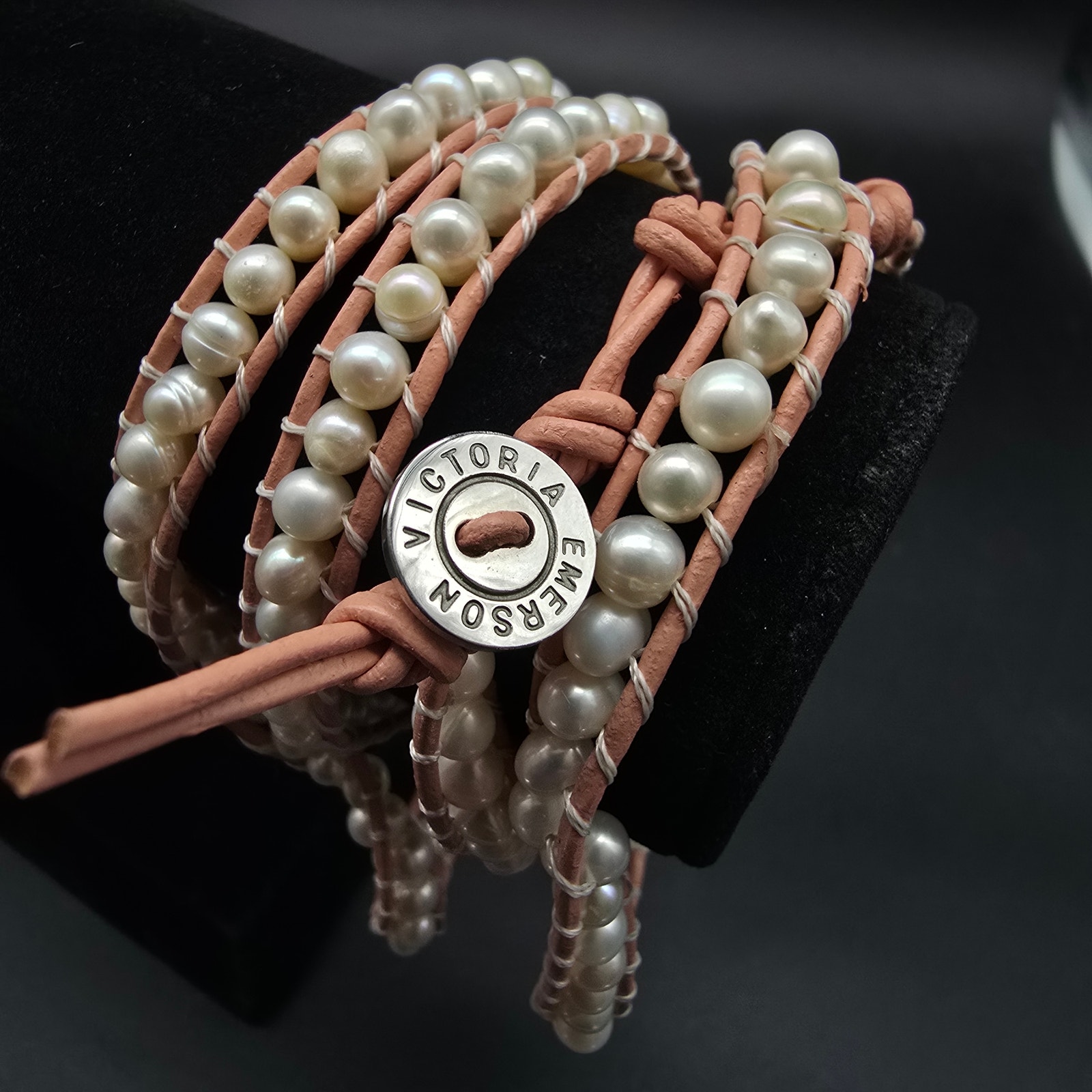 Victoria Emerson Faux Pearl Wrap Bracelet Pink Fashion Jewelry