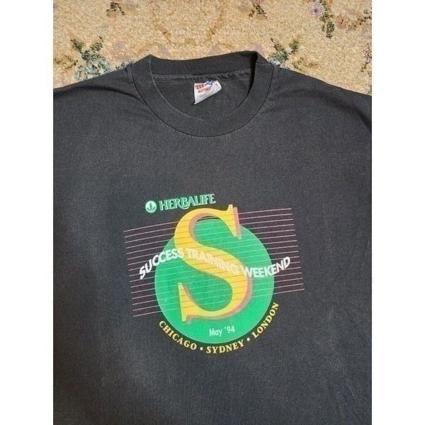 Vintage 90s Herbalife Shirt Size XL Black Health Nutrition Fitness Performance