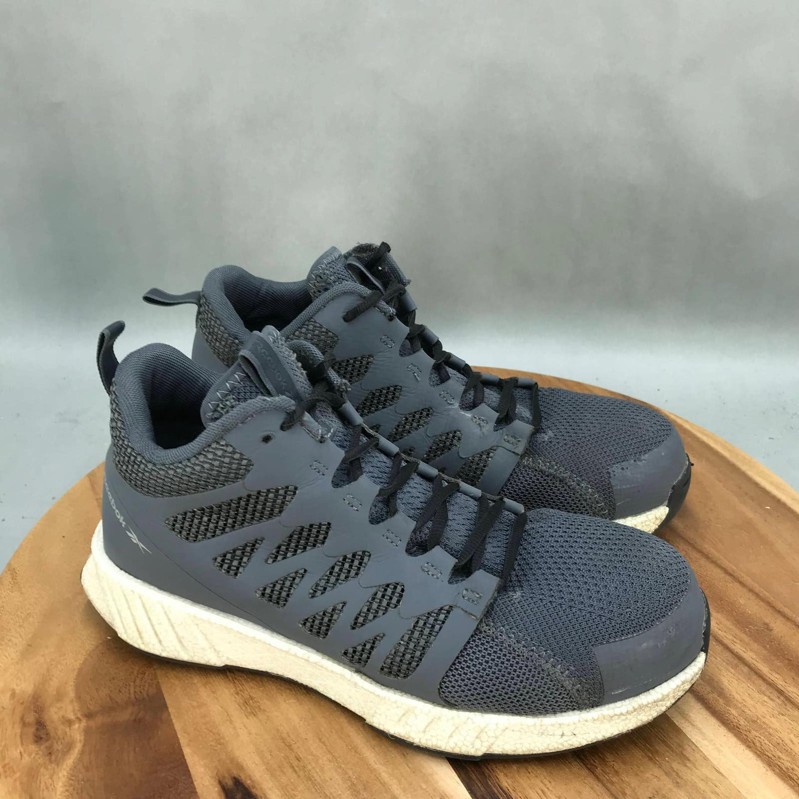 Reebok Fusion Flexweave Comp Toe Work Shoes Mens 7.5 Wide Gray Mesh Lace Up