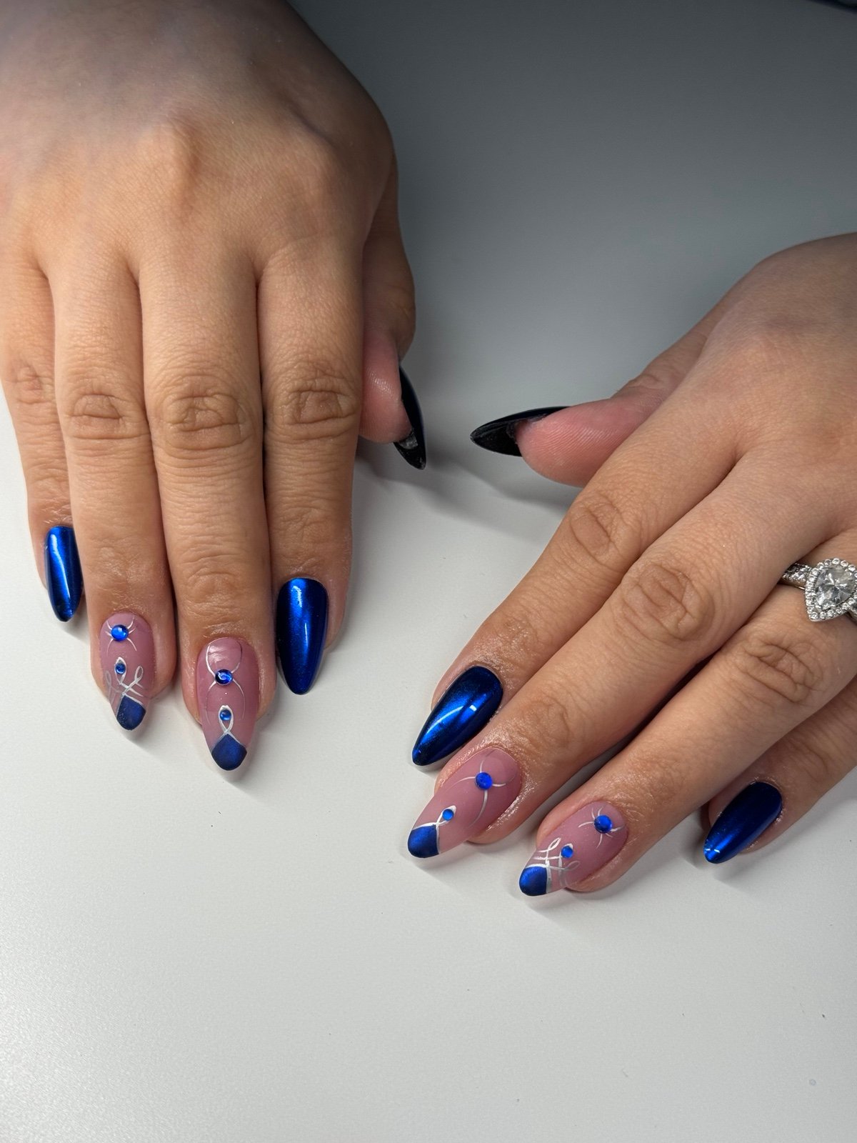 Blue Chrome Custom Geometric Press On