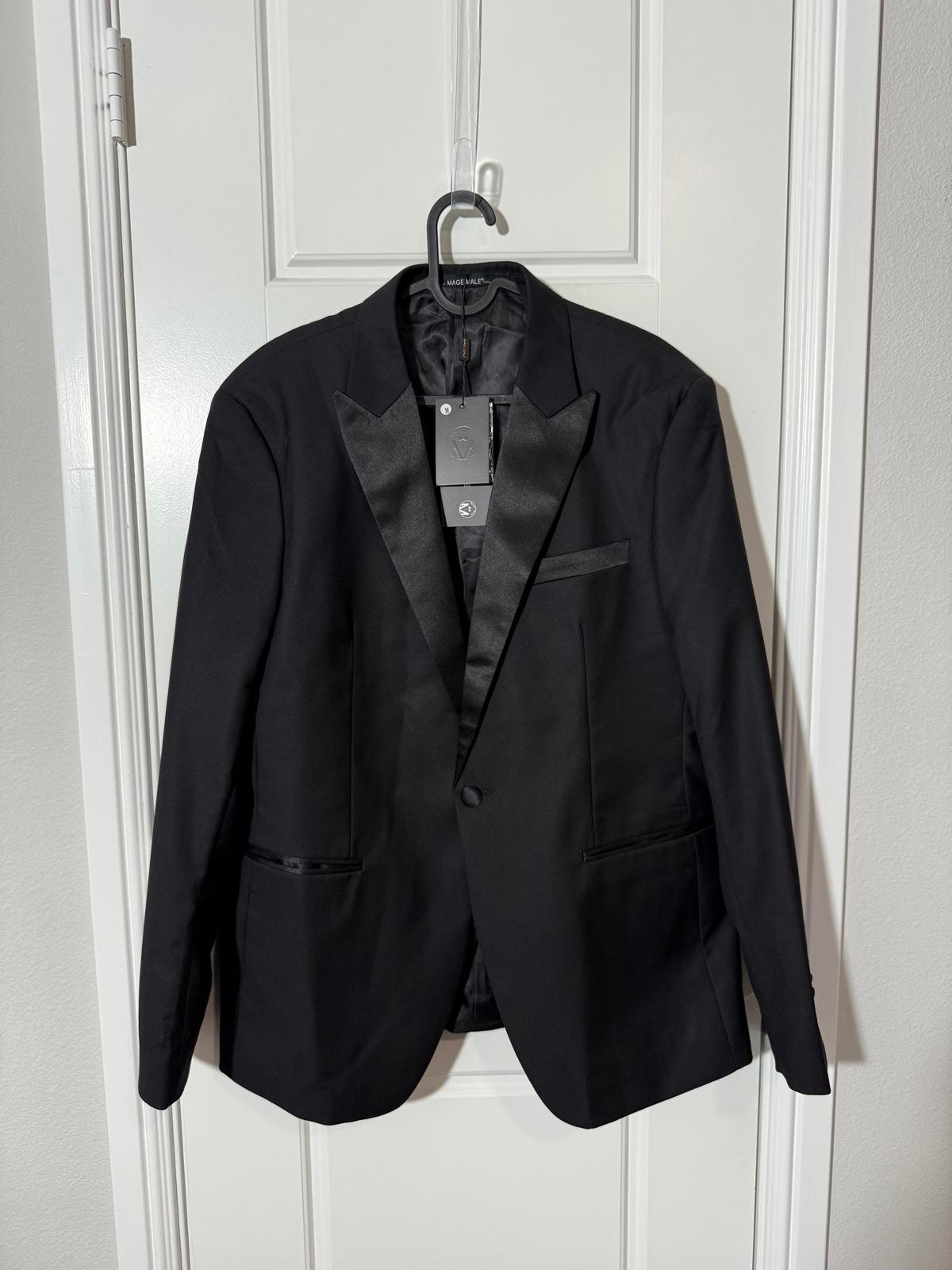Mage Male Suits for Men Size Medium Black 3 Pieces Tuxedo Notch Lapel