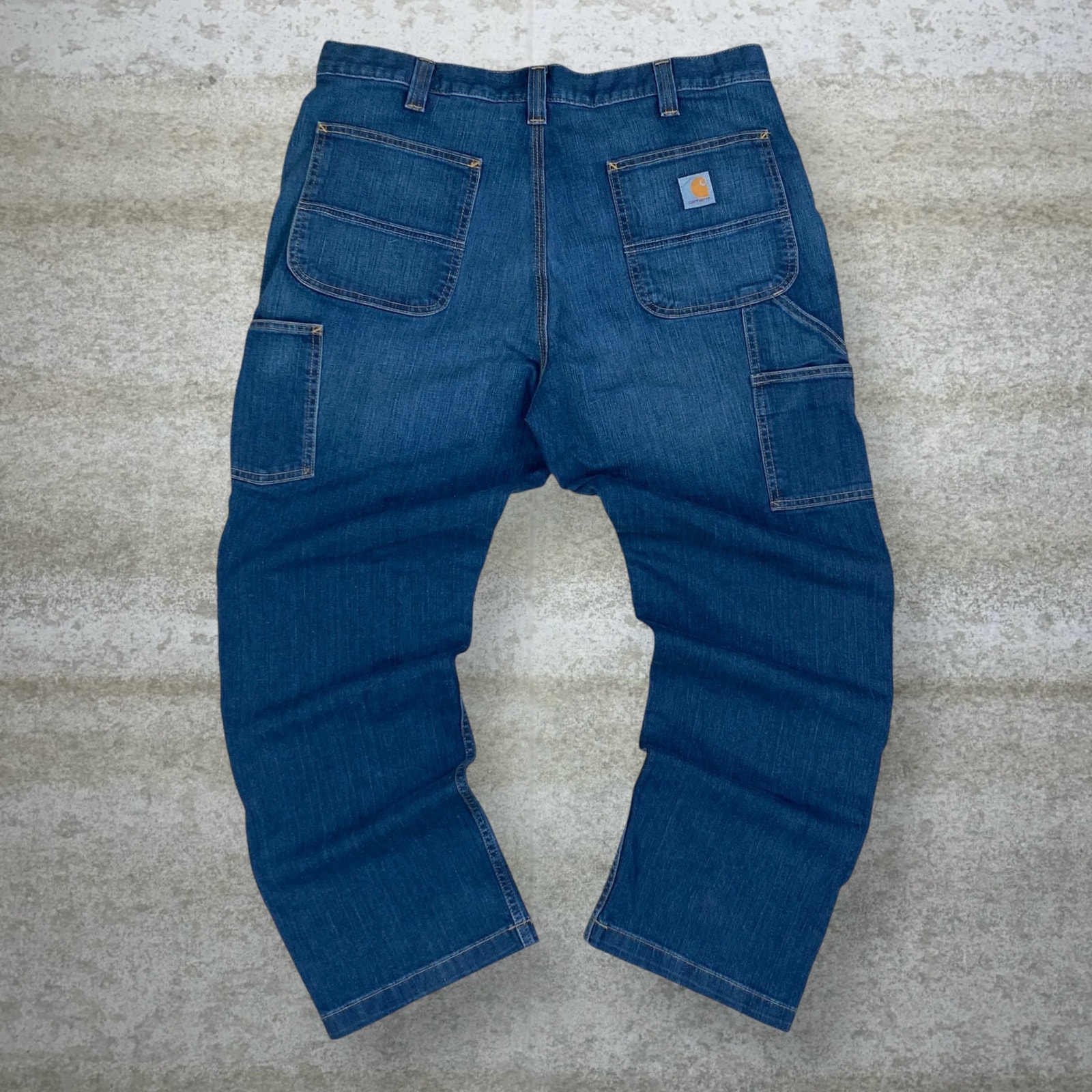 Vintage Carhartt Carpenter Jeans 38x30 Baggy Wide Leg Fit Dark Wash Denim 90s