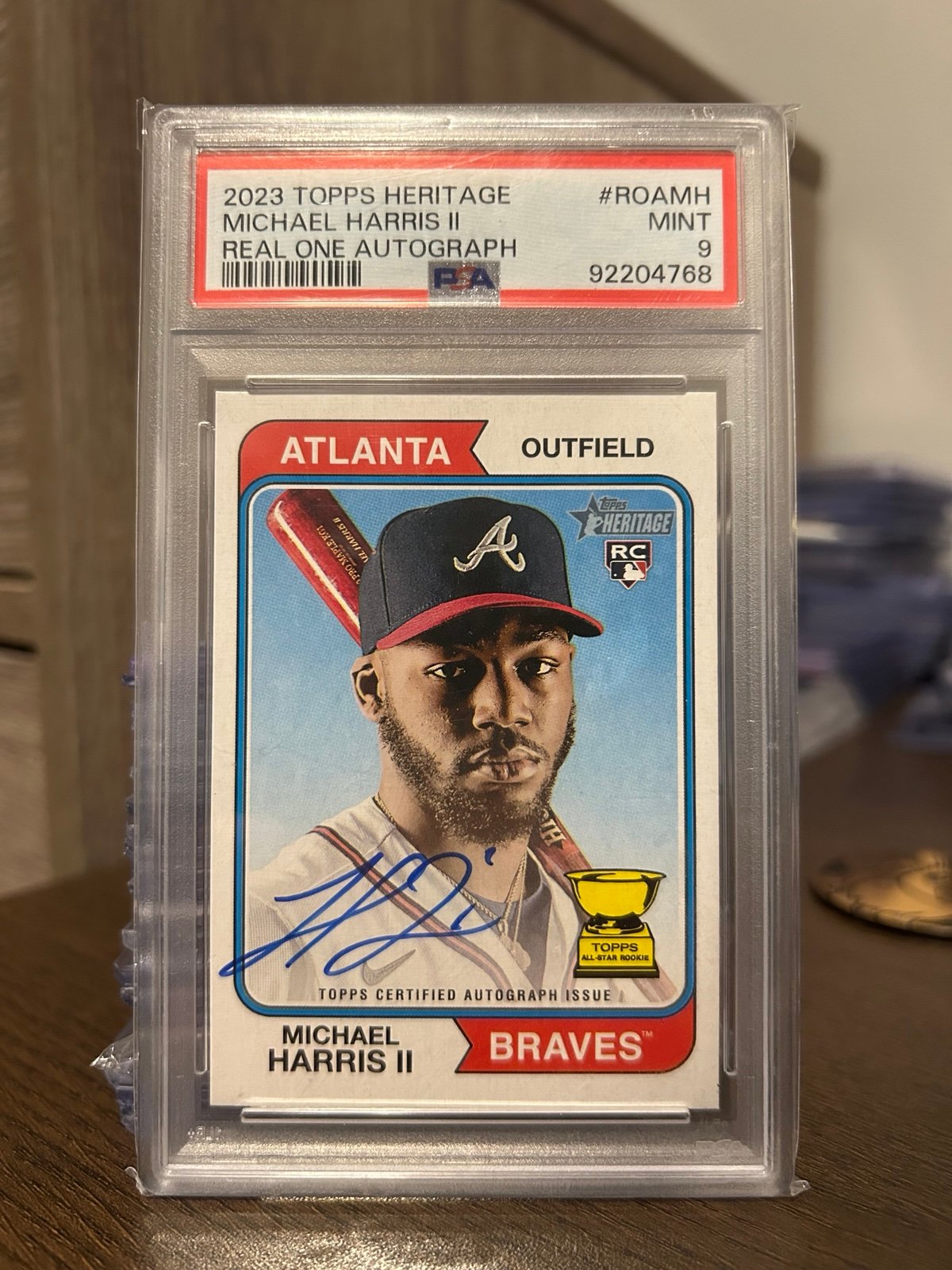 Michael harris topps heritage real one rookie auto PSA 9
