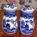 Vintage Moriyama Set Of 2 Blue Willow Muffineer Sugar Shakers Japan
