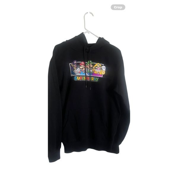 Nintendo Mens Black Super Mario Brothers Graphic Soft Hoodie Sweatshirt Medium
