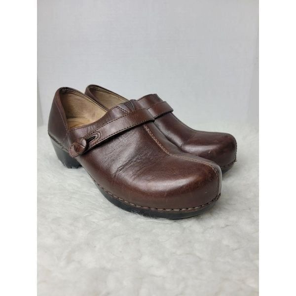 Dansko Tenley Womens Clog Size 10 Black/Gray Leather Shoes