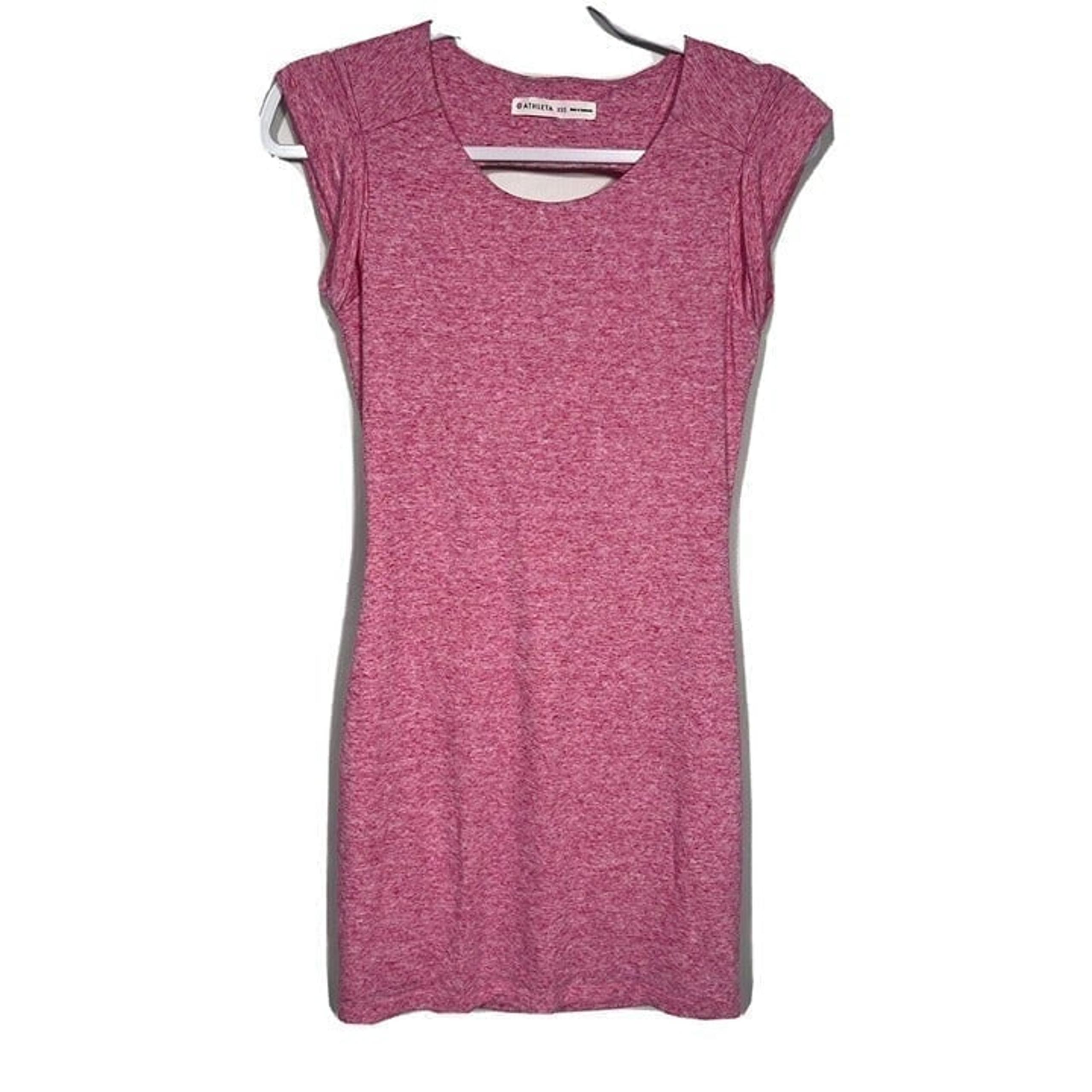 Athleta Women's Dress XXS Mini Charisma Open Back Pink Heather Cap Sleeves Lined