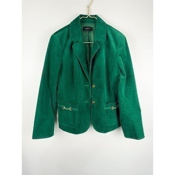 Talbots Emerald Green Corduroy Suit Blazer Jacket Women’s Size 12 Preppy