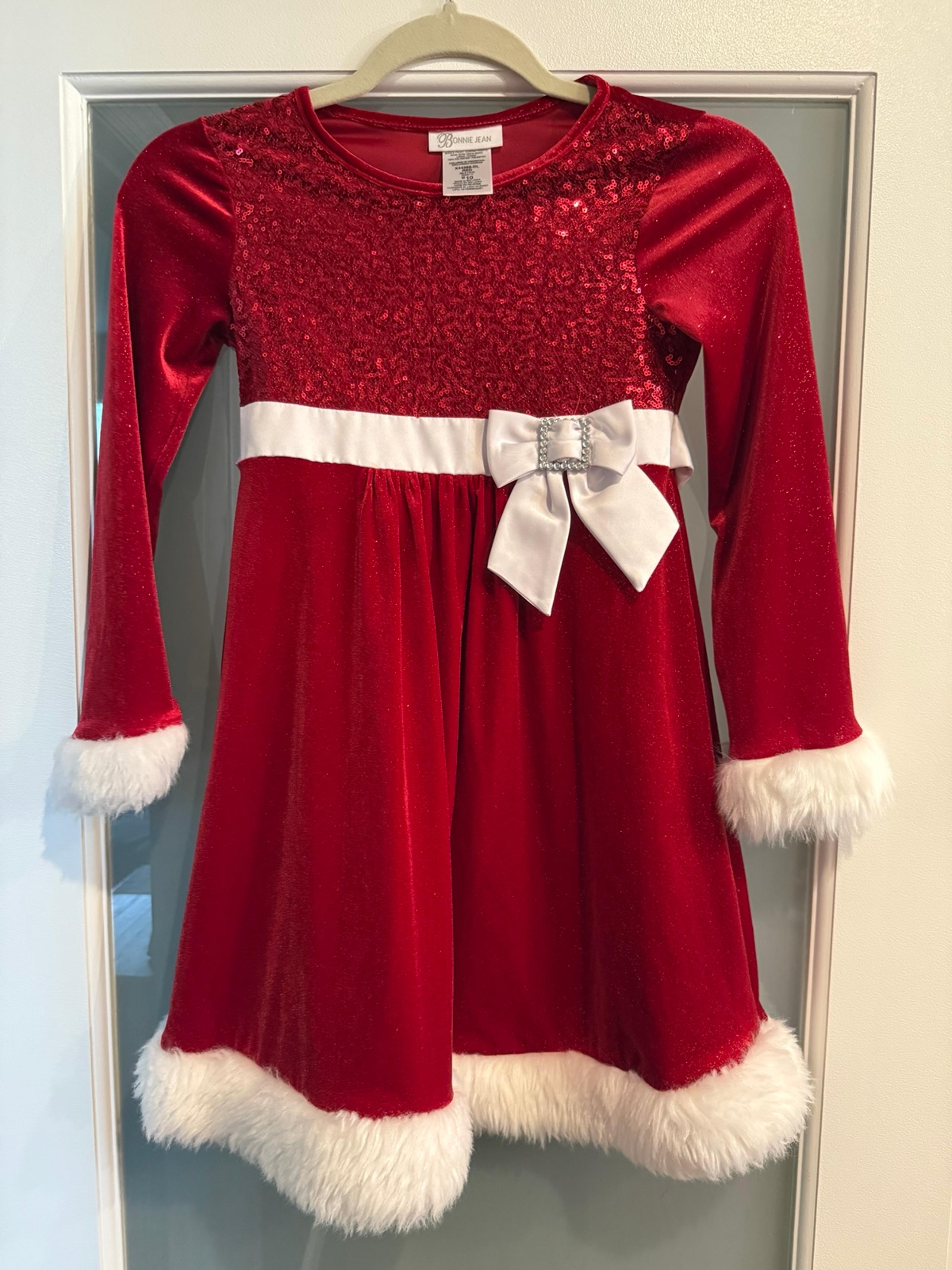 Bonnie Jean Christmas Dress size 10. Dress has stretch to it.